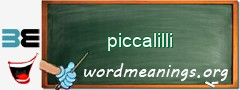 WordMeaning blackboard for piccalilli